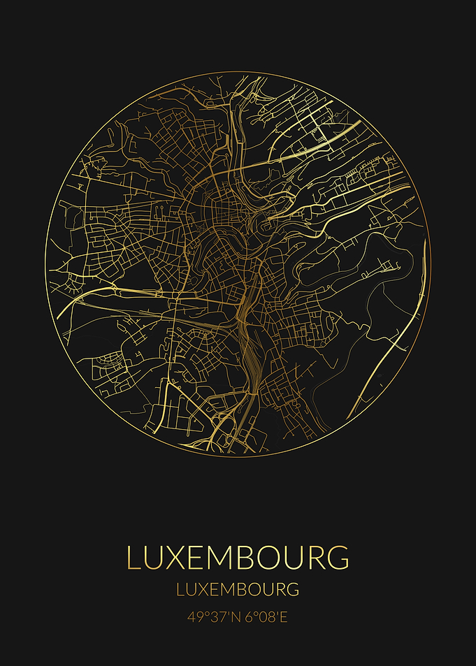 Luxembourg Black Gold Map