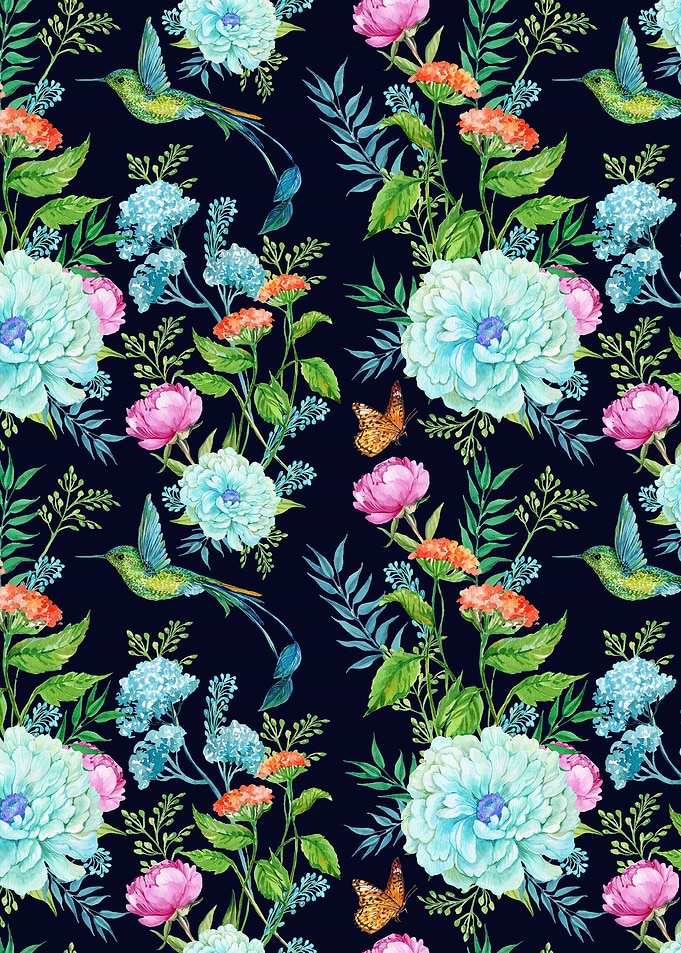 Hummingbird Floral Patt 09
