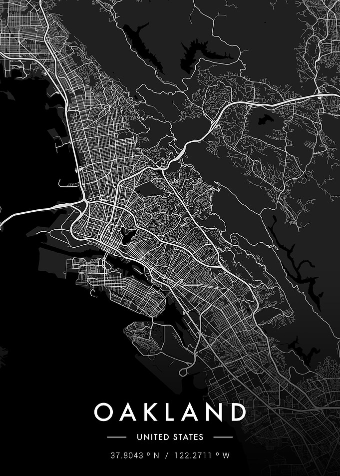 Oakland City Map Dark
