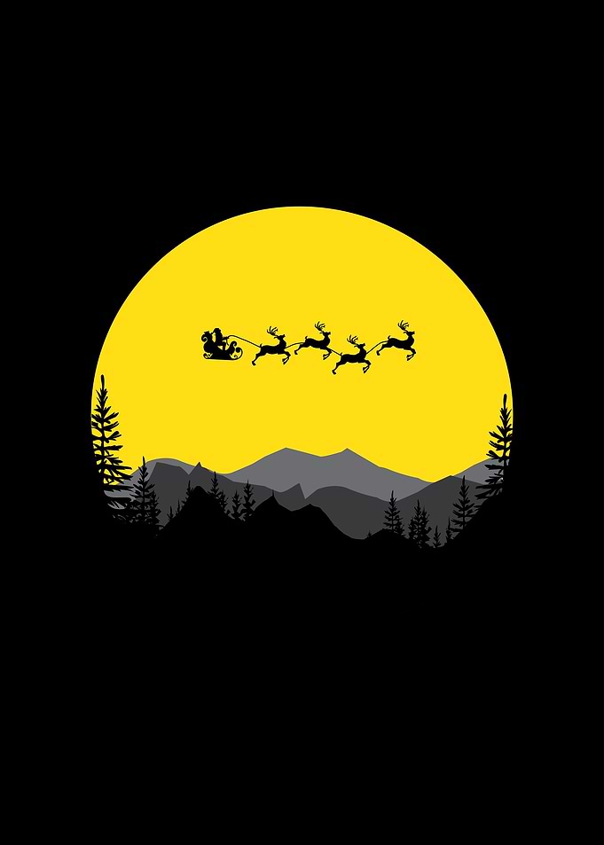 Silhouette Flying Santa