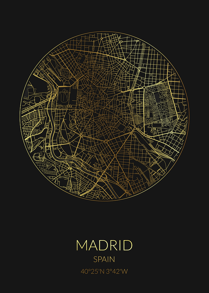 Madrid Black Gold Map