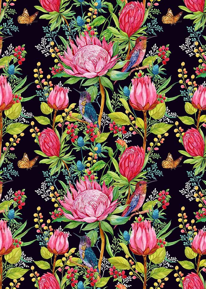 Hummingbird Floral Patt 06
