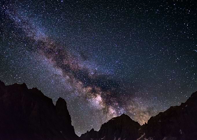Night sky over mountains