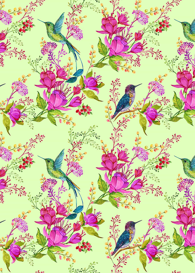 Hummingbird Floral Patt 03