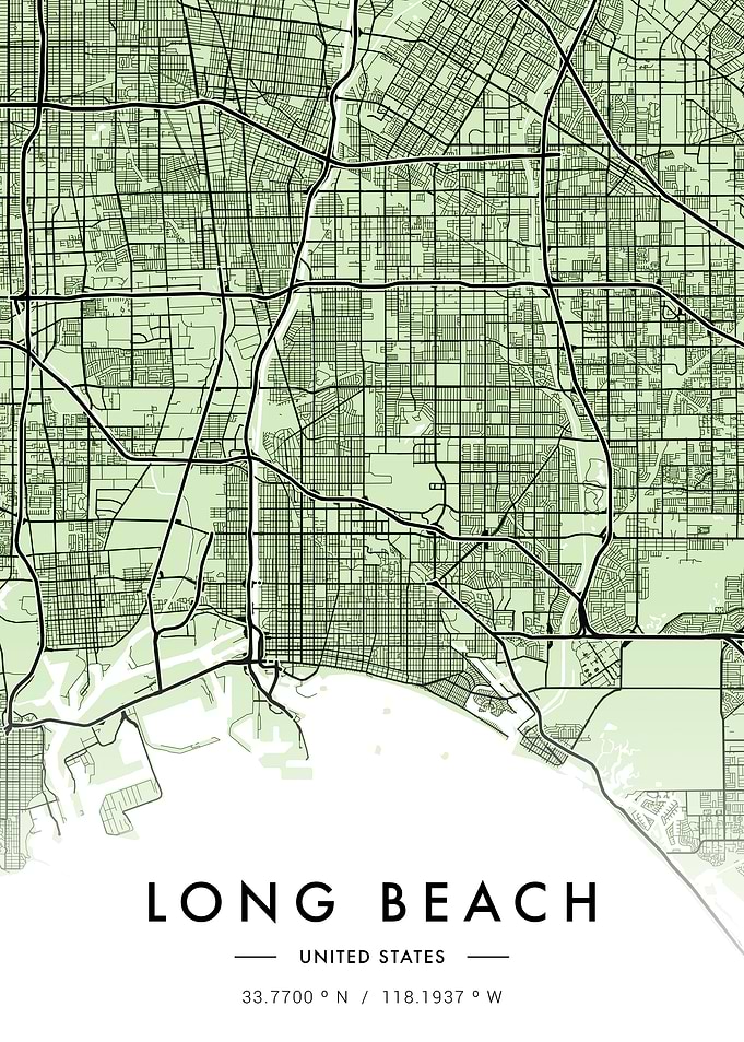 Long Beach City Map Green