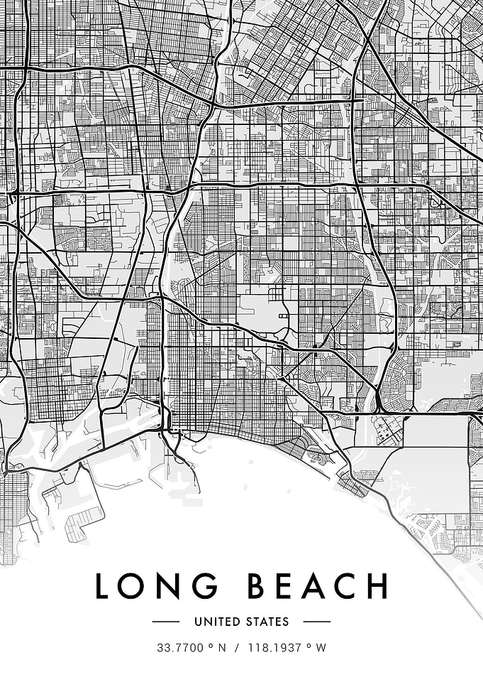 Long Beach City Map White