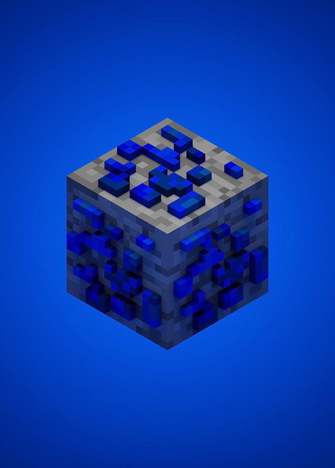 Cube Ore blue Pixel Art