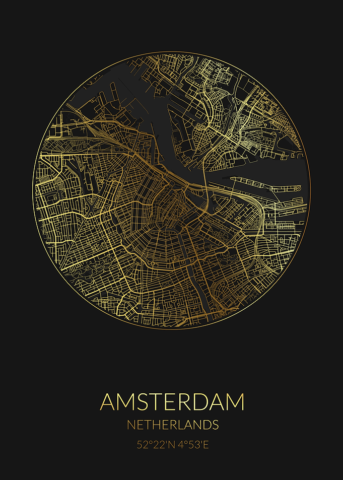 Amsterdam Black Gold Map