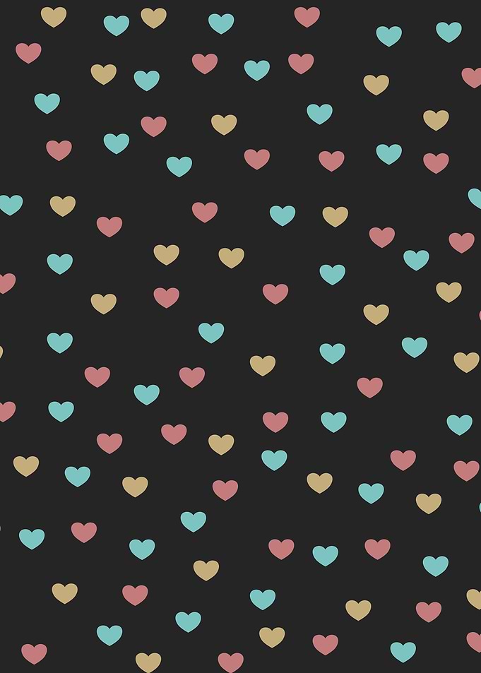 Colorful hearts with black