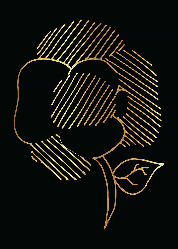 Gold Abstract Flower Lines