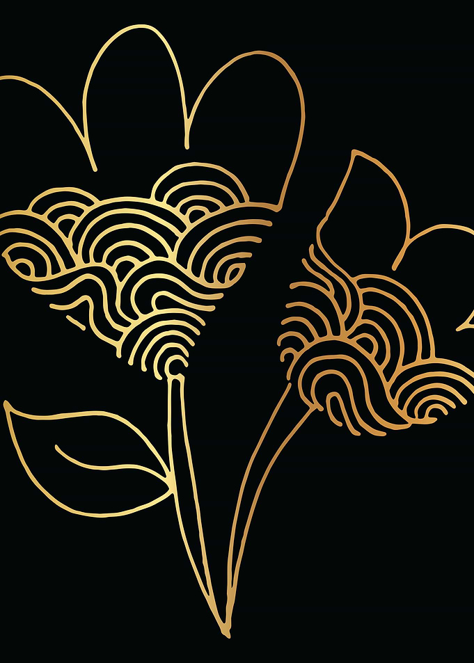 Gold Abstract Flower Lines