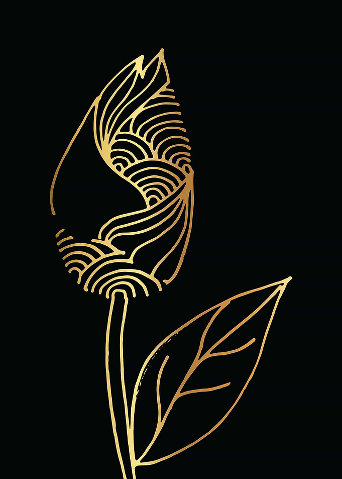 Gold Abstract Flower Lines