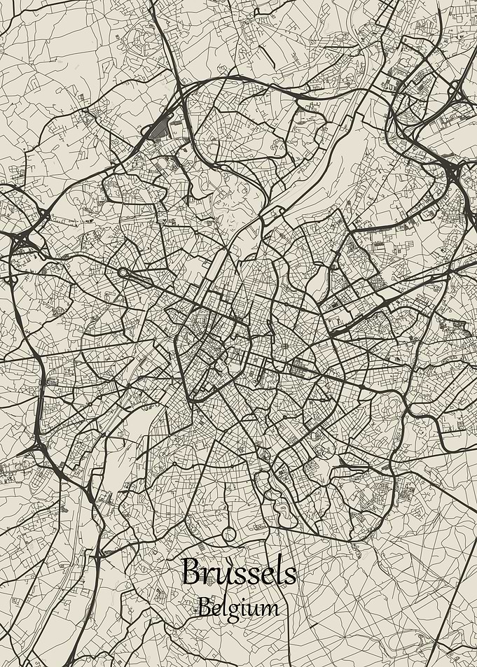 Brussels City Map Belgium
