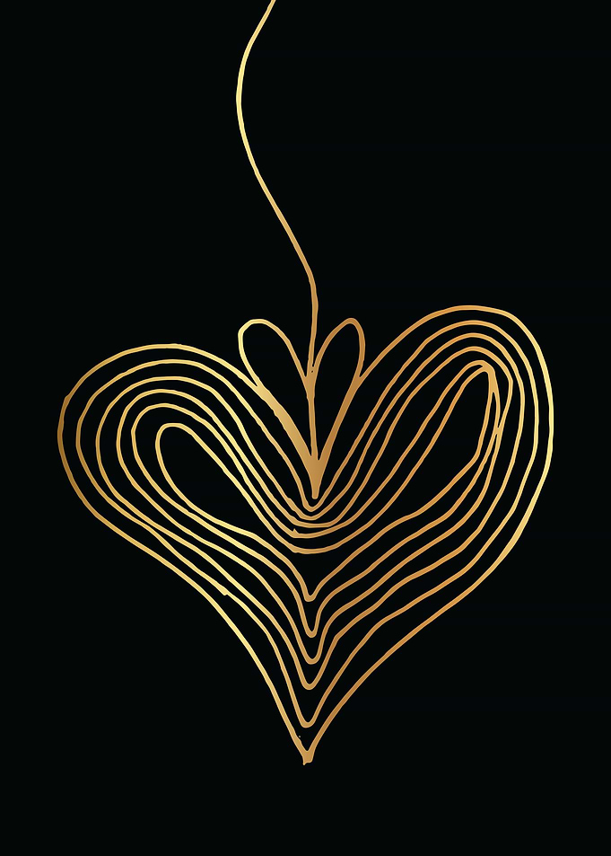 Gold Abstract Heart Lines
