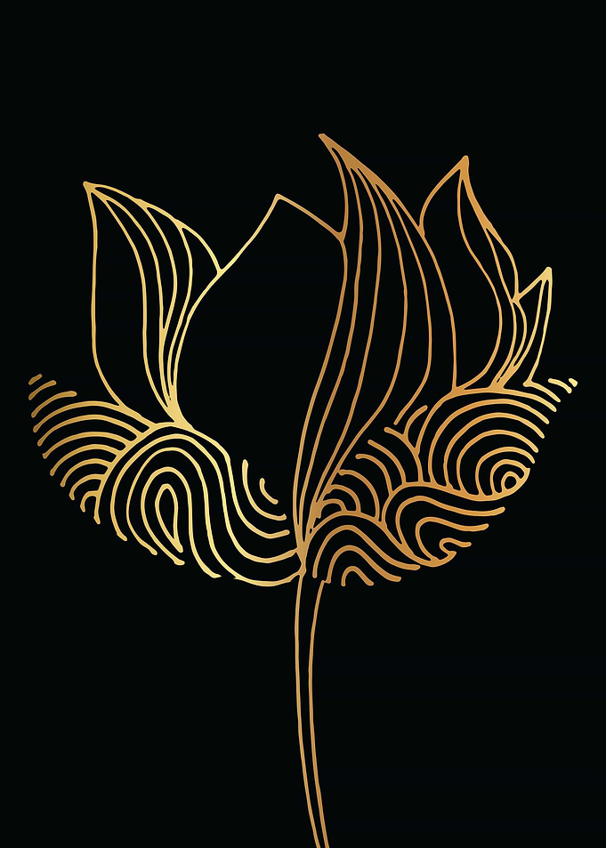 Gold Abstract Flower Lines