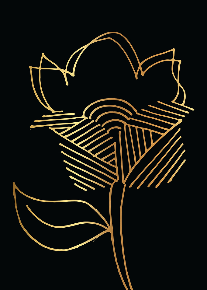 Gold Abstract Flower Lines