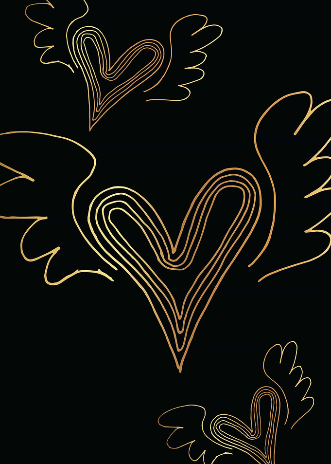 Gold Abstract Heart Lines