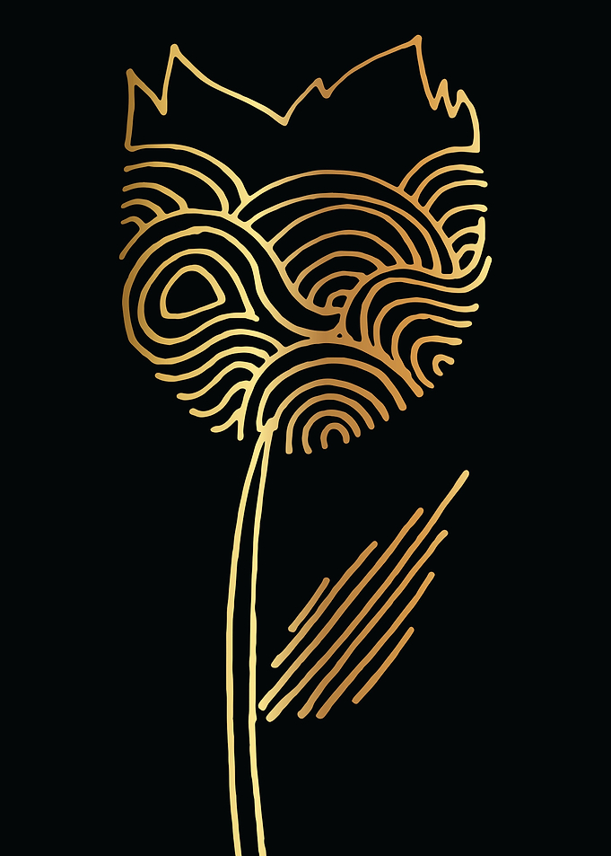 Gold Abstract Flower Lines
