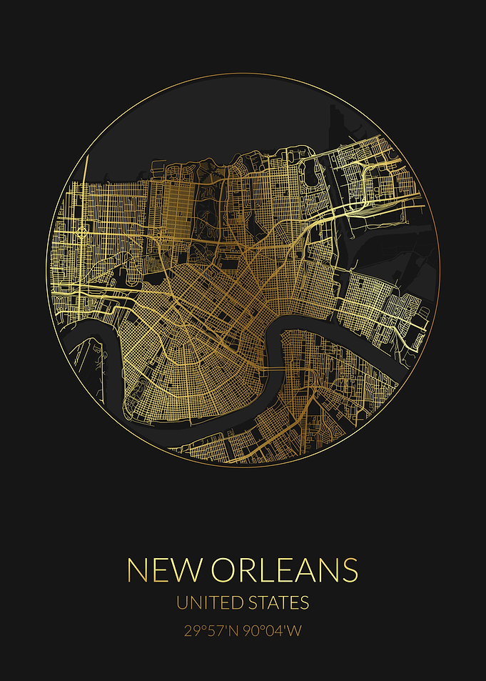 New Orleans Black Gold Map