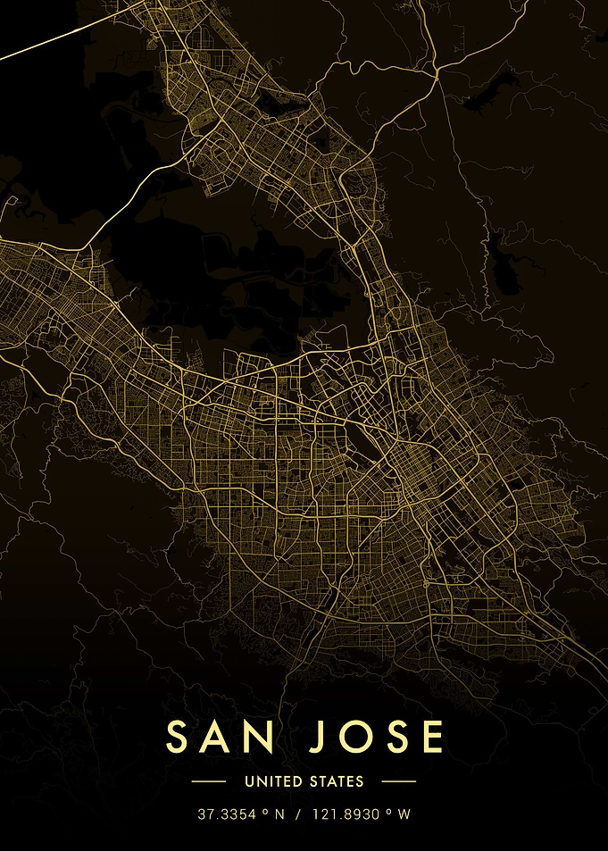 San Jose City Map Gold