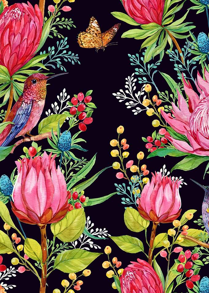 Hummingbird Floral Patt 12