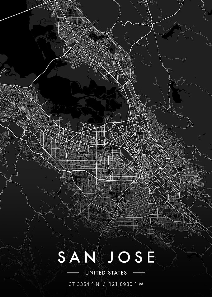 San Jose City Map Dark