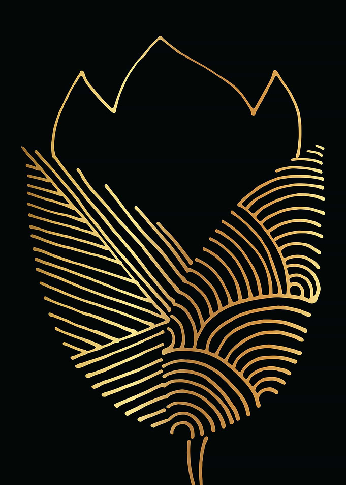Gold Abstract Flower Lines