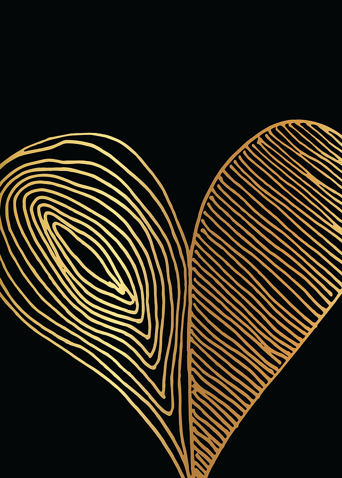 Gold Abstract Heart Lines