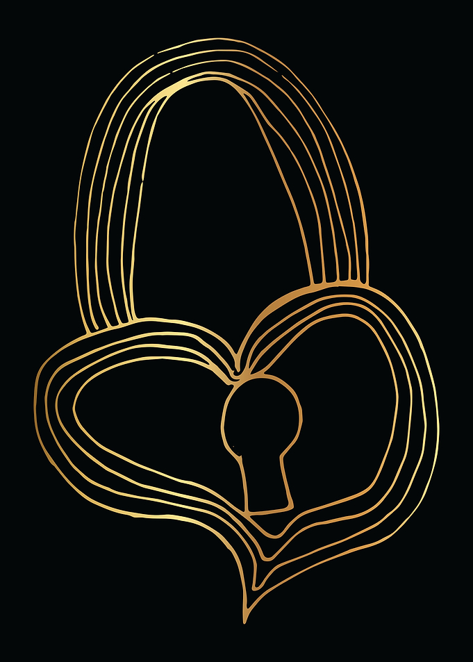 Gold Abstract Heart Lines