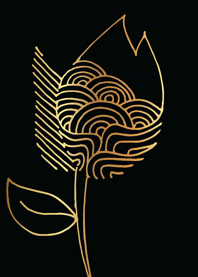 Gold Abstract Flower Lines