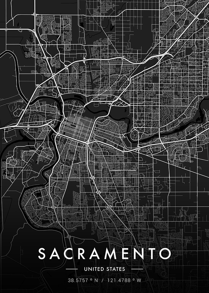 Sacramento City Map Dark