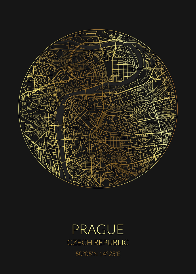 Prague Black Gold Map