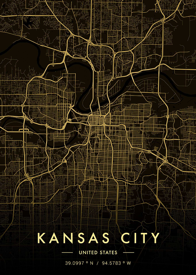 Kansas City Map Gold