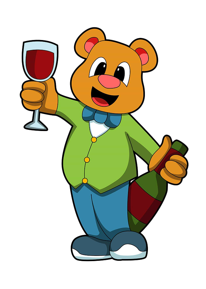Bear Alcohol Glass of Wine