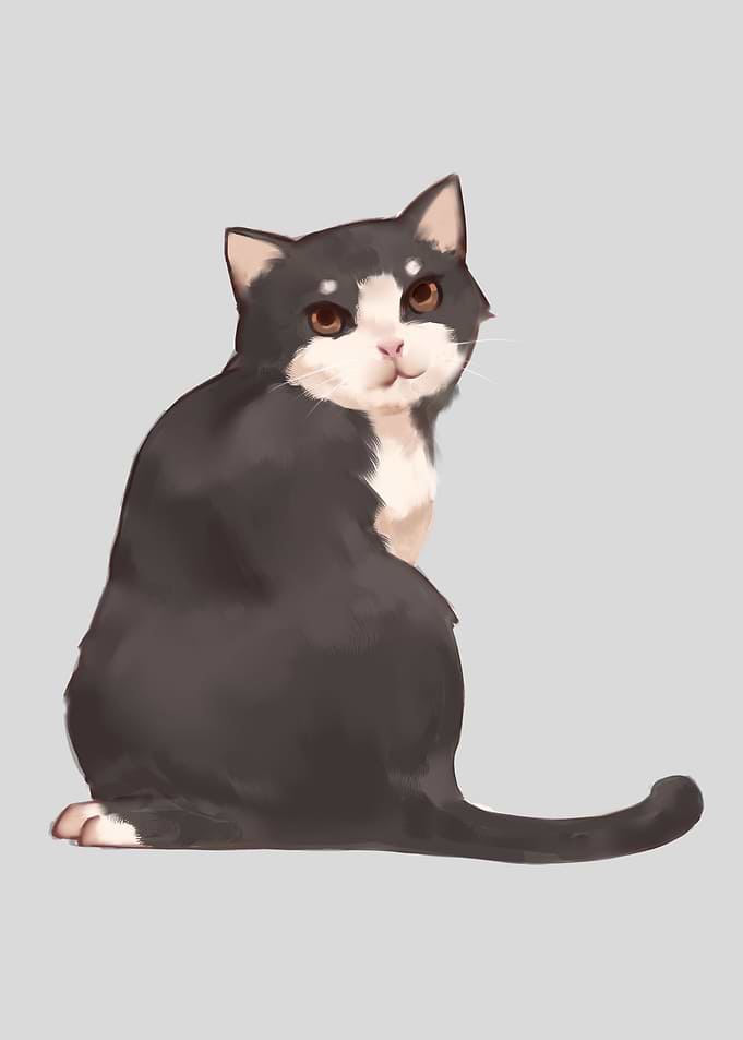 Cat painted in watercolors