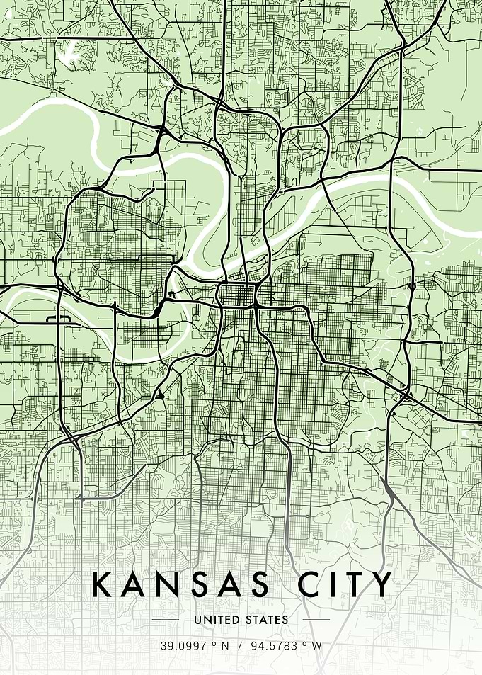Kansas City Map Green