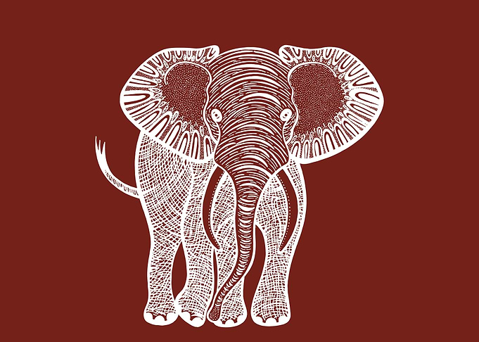 African Elephant Ink Art
