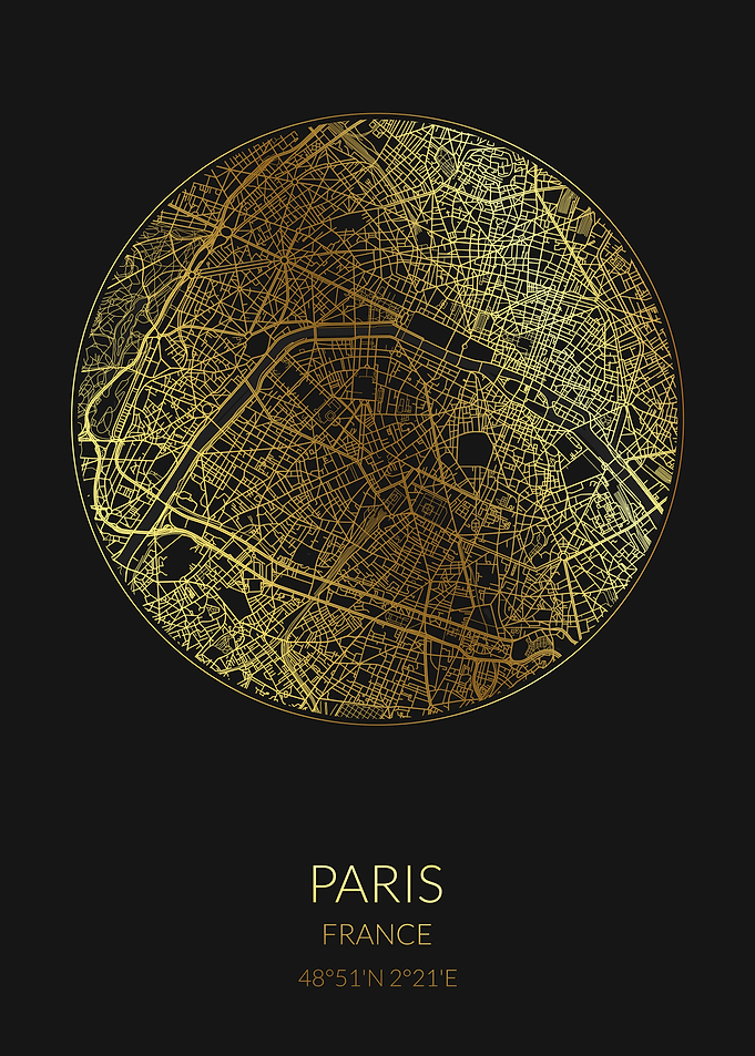 Paris Black Gold Map
