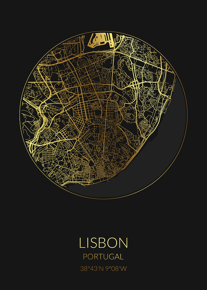 Lisbon Black Gold Map