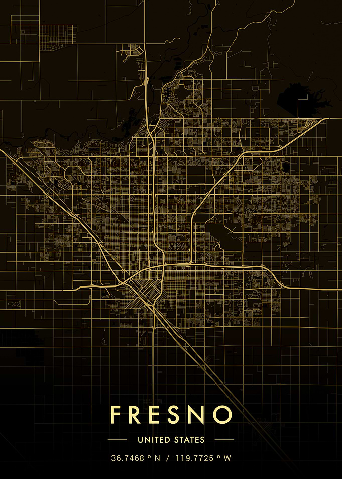 Fresno City Map Gold