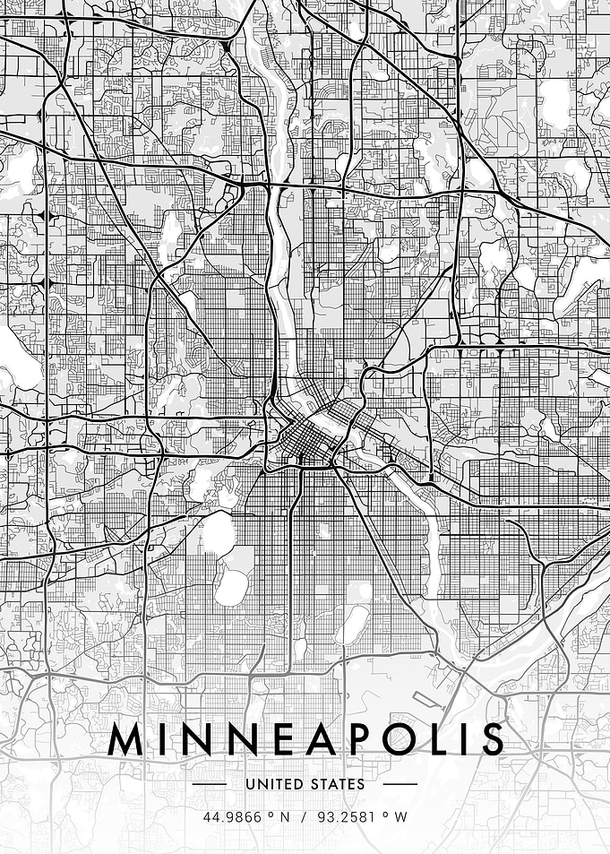 Minneapolis City Map White