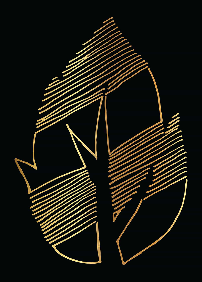 Gold Abstract Leaf Lines