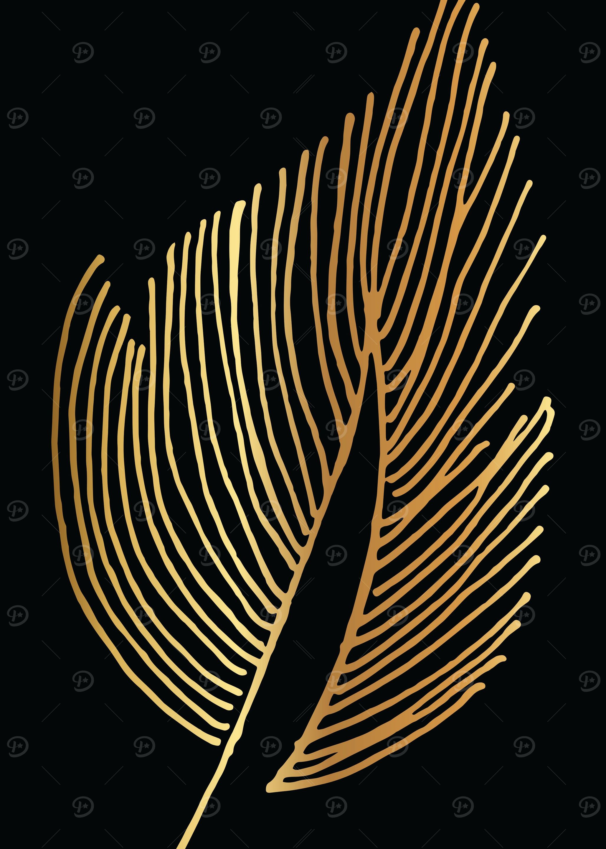 Gold Abstract Leaf Lines