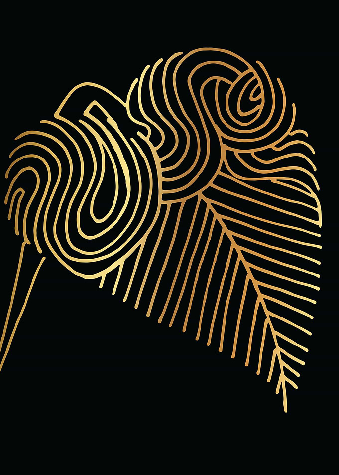 Gold Abstract Leaf Lines