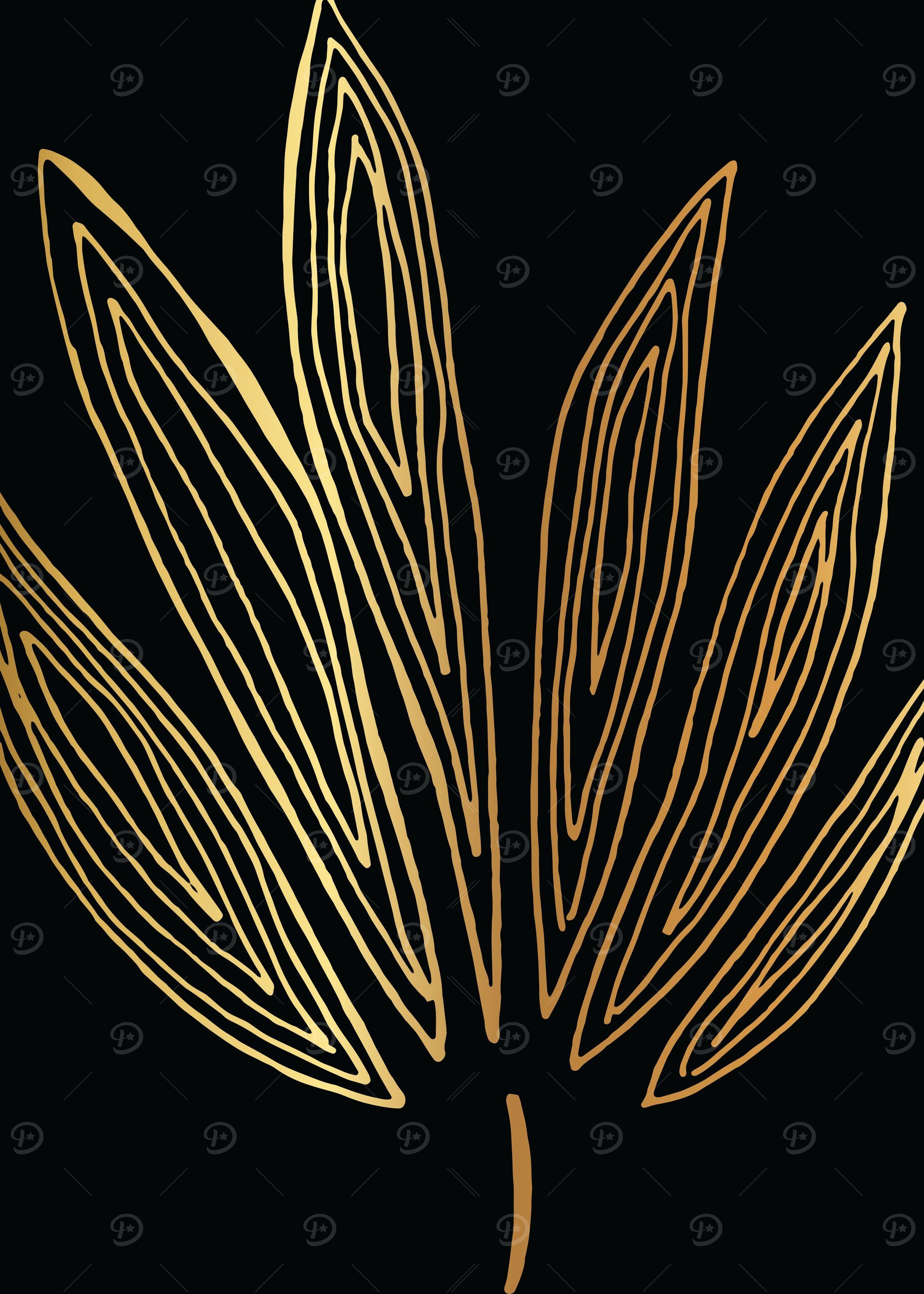 Gold Abstract Leaf Lines