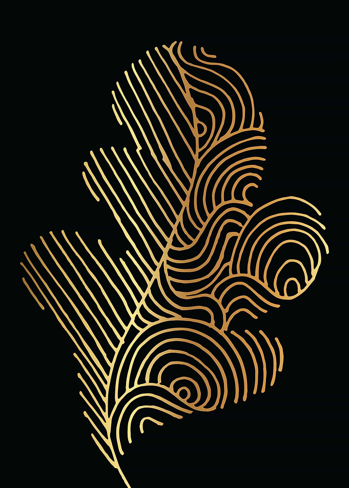 Gold Abstract Leaf Lines