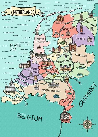 Colorful Netherlands Map