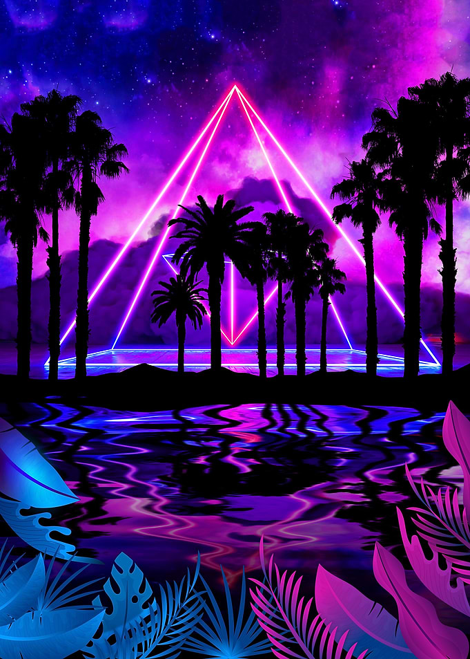 Neon palms landscape