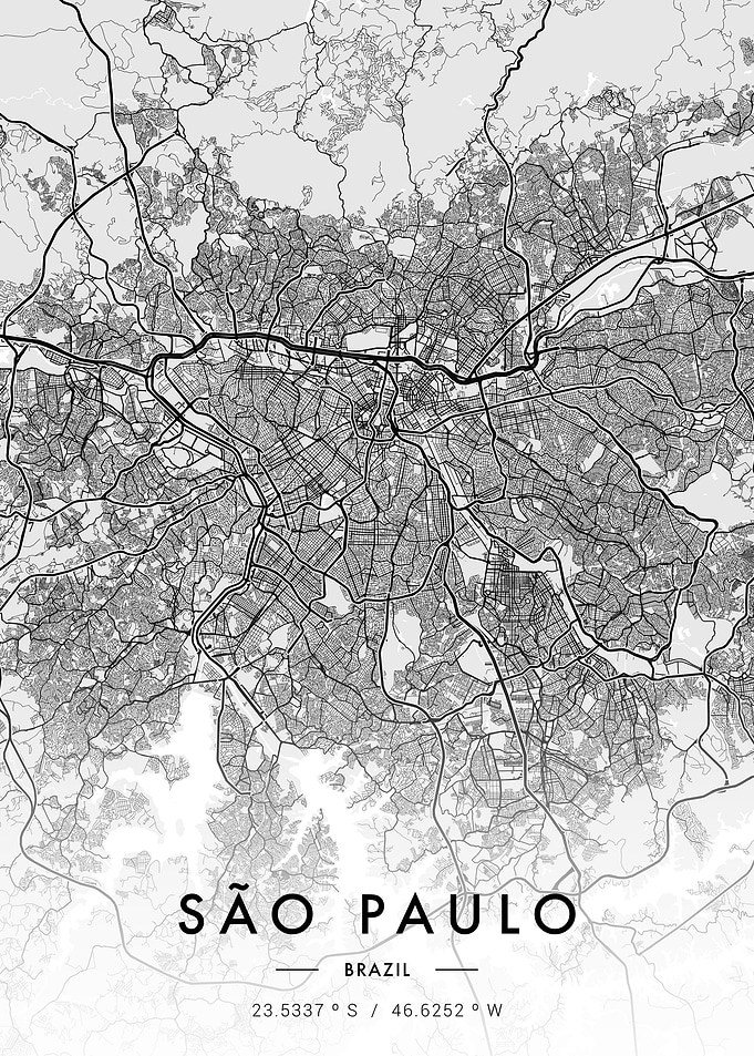 Sao Paulo City Map White