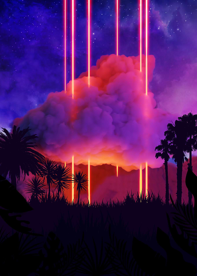 Neon palms landscape